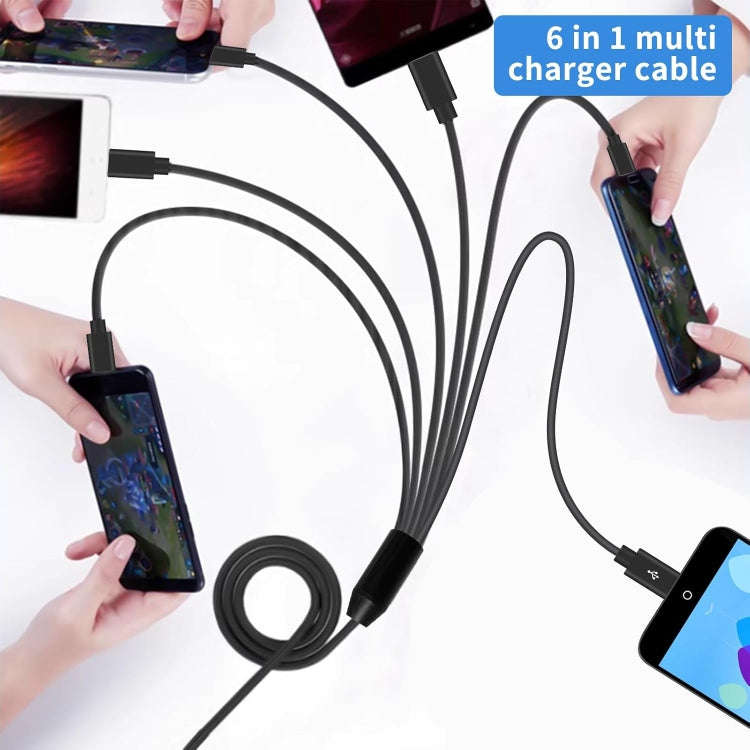 JUNSUNMAY 6 in 1 USB 2.0 to Type-C Splitter Cable, Length:0.5m
