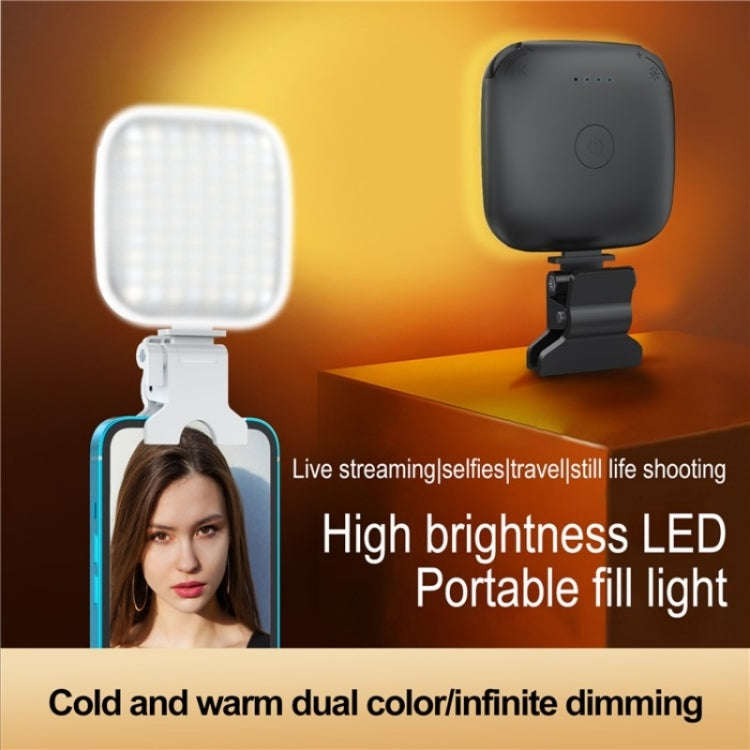 V15 Mini Clip-On Portable LED Fill Light Phone Laptop Video Conference Live Streaming Fill Lamp(B...