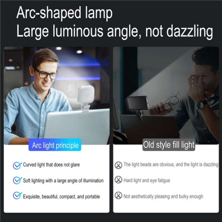 V15 Mini Clip-On Portable LED Fill Light Phone Laptop Video Conference Live Streaming Fill Lamp(B...