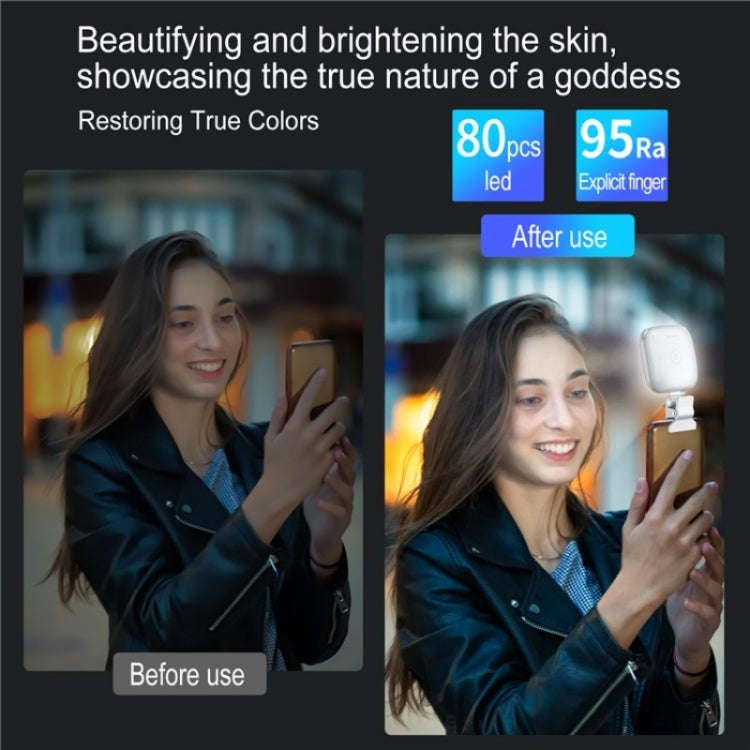V15 Mini Clip-On Portable LED Fill Light Phone Laptop Video Conference Live Streaming Fill Lamp(B...
