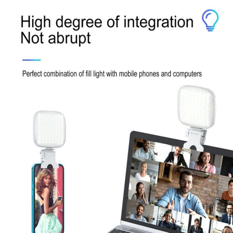 V15 Mini Clip-On Portable LED Fill Light Phone Laptop Video Conference Live Streaming Fill Lamp(B...