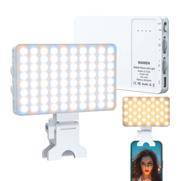 V12A Phone Laptop Video Conference Fill Lamp Portable Selfie Live Streaming LED Fill Light(White)