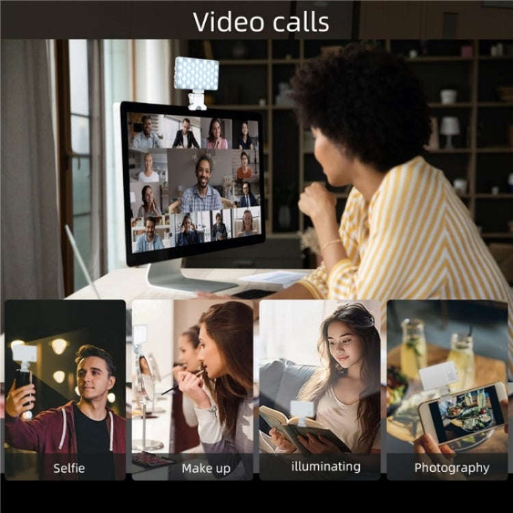 V12A Phone Laptop Video Conference Fill Lamp Portable Selfie Live Streaming LED Fill Light(White)