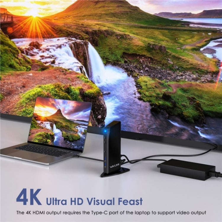 WAVLINK UG39PD1 13 in 1 Type-C Triple Monitors 4K HD Docking Station, Plug:UK Plug