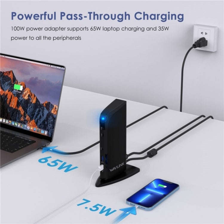 WAVLINK UG39PD1 13 in 1 Type-C Triple Monitors 4K HD Docking Station, Plug:EU Plug