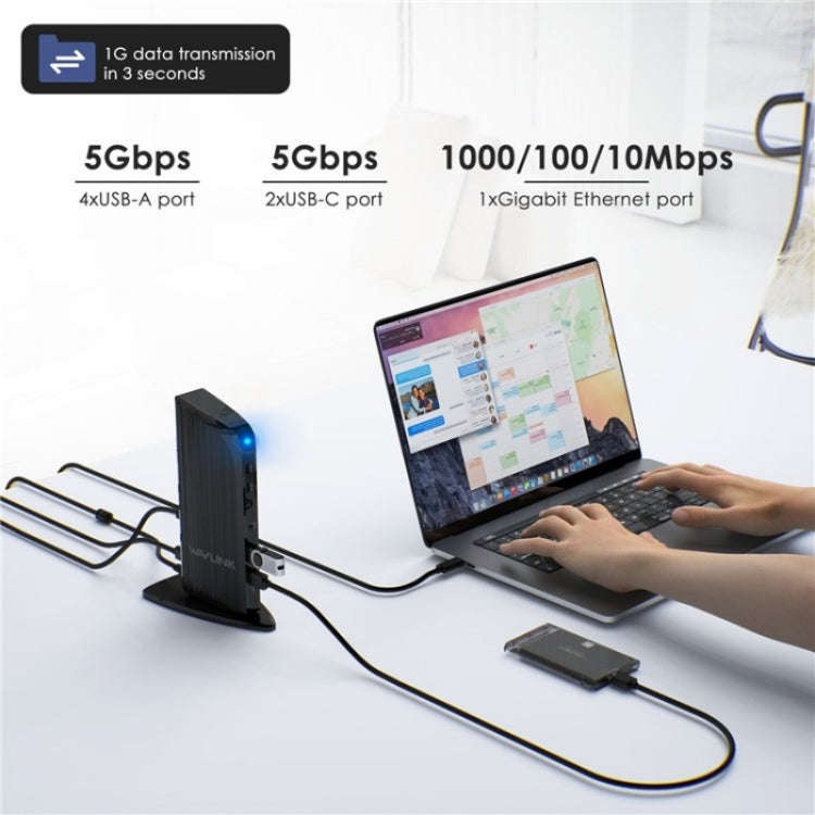 WAVLINK UG39PD1 13 in 1 Type-C Triple Monitors 4K HD Docking Station, Plug:UK Plug