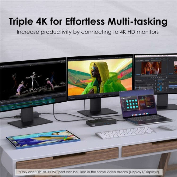 WAVLINK UG69PD25 Pro 100W PD Charging Triple 4K Display Laptop Docking Station, Plug:AU Plug