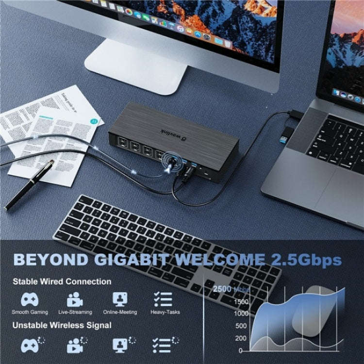 WAVLINK UG69PD8 Pro 18-in-1 DP / HD 5K Quadruple Display USB C Universal Docking Station, Plug:US...