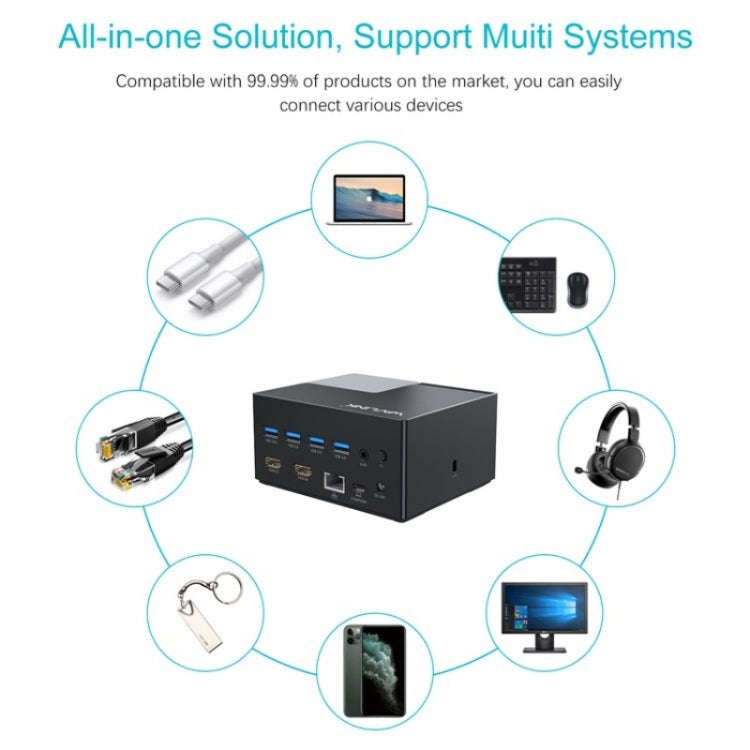 WAVLINK UG76PD2 3.5mm Audio, Gigabit Network Port Dual HD Universal Docking Station(AU Plug)