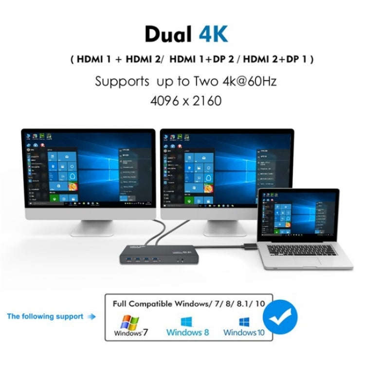 WAVLINK UG69PD6 Dual 4K Laptop Docking Station 5K HD Displaylink 65 / 100W PD Charging, Plug:UK Plug