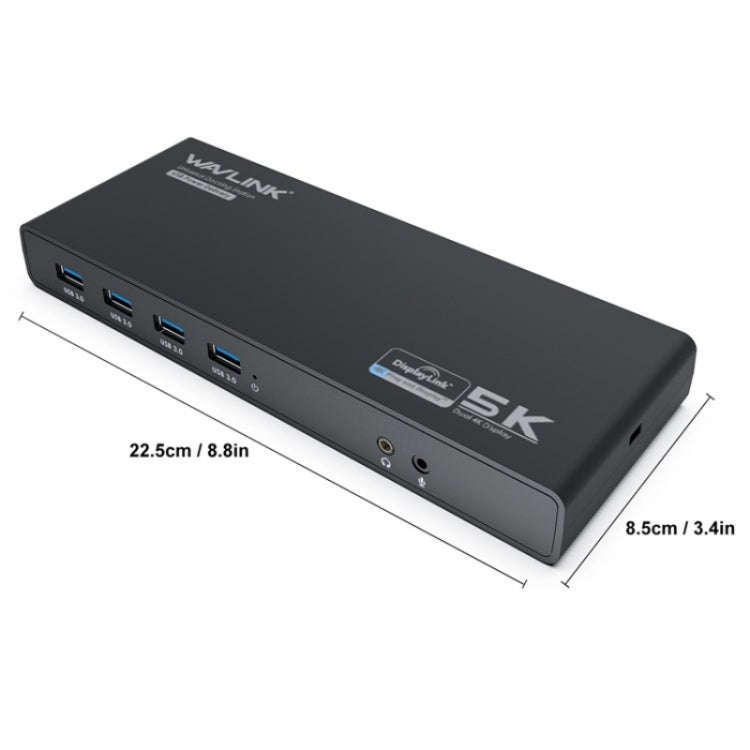WAVLINK UG69PD6 Dual 4K Laptop Docking Station 5K HD Displaylink 65 / 100W PD Charging, Plug:UK Plug