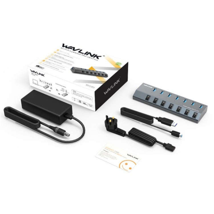 WAVLINK UH3076 5Gbps 7-port USB 3.0 Hub with Independent Switch and LED Indicator(US Plug)