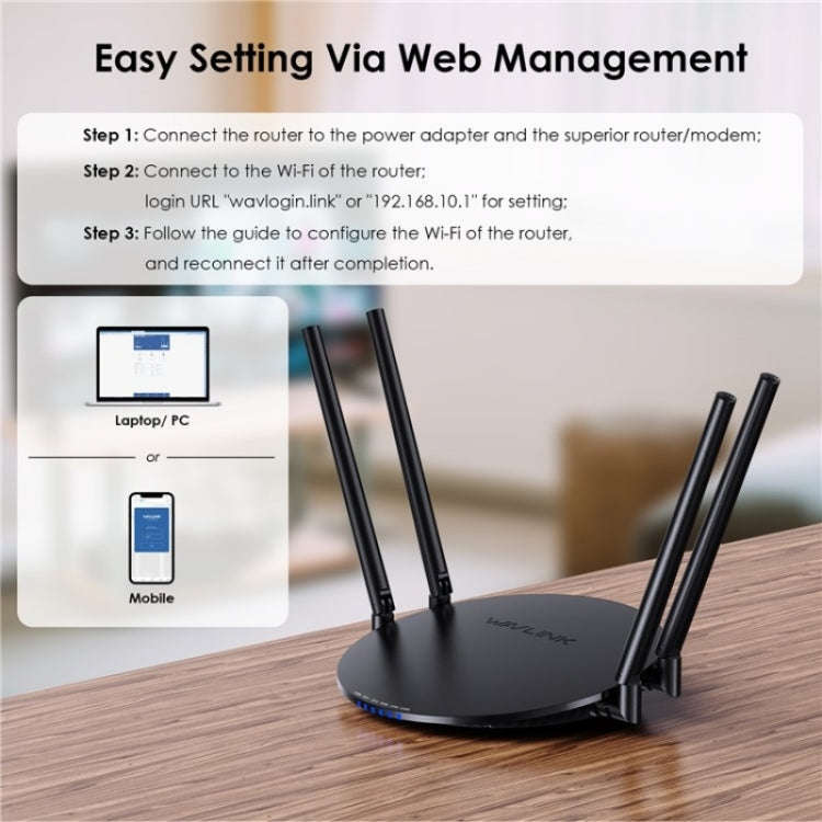 WAVLINK WN530HG3 AC1200 Dual Band AP Router 1000Mbps WAN / LAN Ethernet Port, Plug:UK Plug