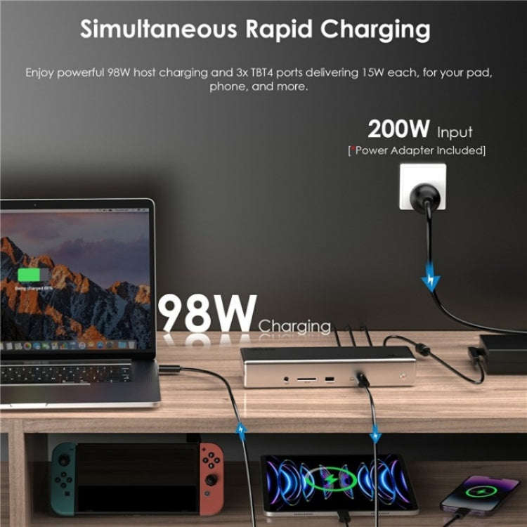 WAVLINK UTD41 PRO RJ45 / Audio / SD Card Reader 15-in-1 Thunderbolt 4 Docking Station, Plug:EU Plug