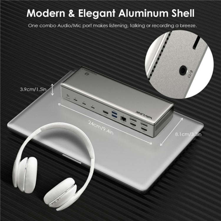 WAVLINK UTD41 PRO RJ45 / Audio / SD Card Reader 15-in-1 Thunderbolt 4 Docking Station, Plug:EU Plug
