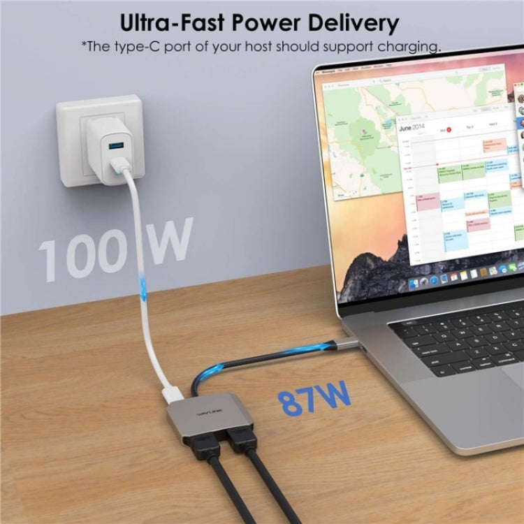 WAVLINK UHP510 Pro 87W PD Charging USB C to Dual HD Converter 4K 60Hz Monitor Adapter