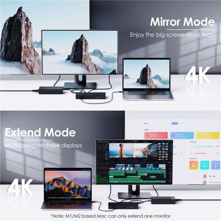 WAVLINK UTD22 Support 96W Laptop Charging USB4 Docking Station Dual Monitor USB-C Hub(UK Plug)