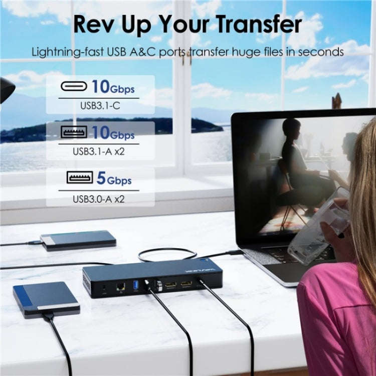WAVLINK UTD22 Support 96W Laptop Charging USB4 Docking Station Dual Monitor USB-C Hub(UK Plug)