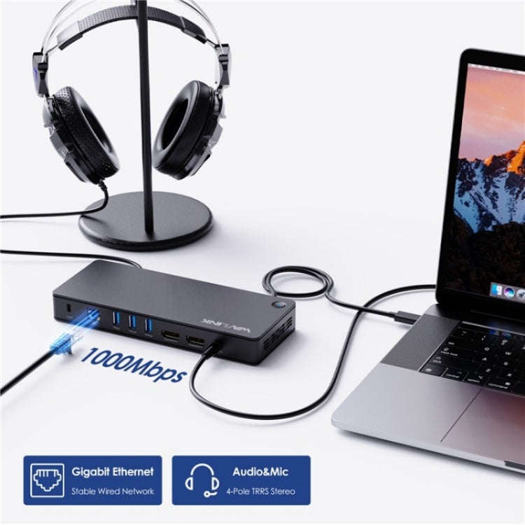 WAVLINK UTD22 Support 96W Laptop Charging USB4 Docking Station Dual Monitor USB-C Hub(UK Plug)