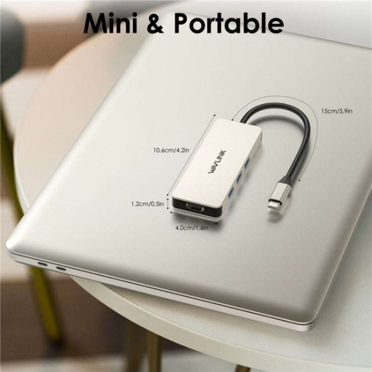 WAVLINK UHP3416 7-in-1 PD100W Charging SD / TF Card Reader 4K HD Type-C Docking Station(Silver)