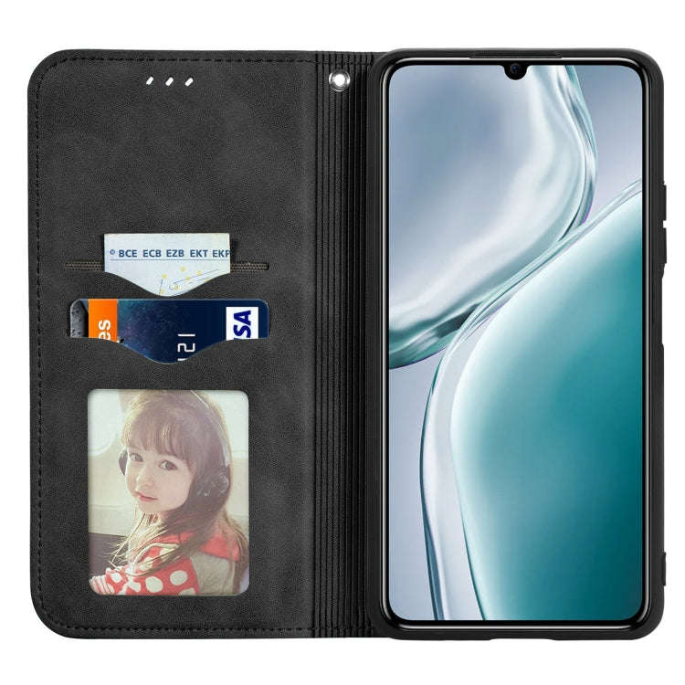 For Oukitel C50 Retro Skin Feel Magnetic Flip Leather Phone Case(Black)