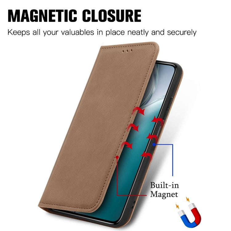 For Oukitel C50 Retro Skin Feel Magnetic Flip Leather Phone Case(Brown)