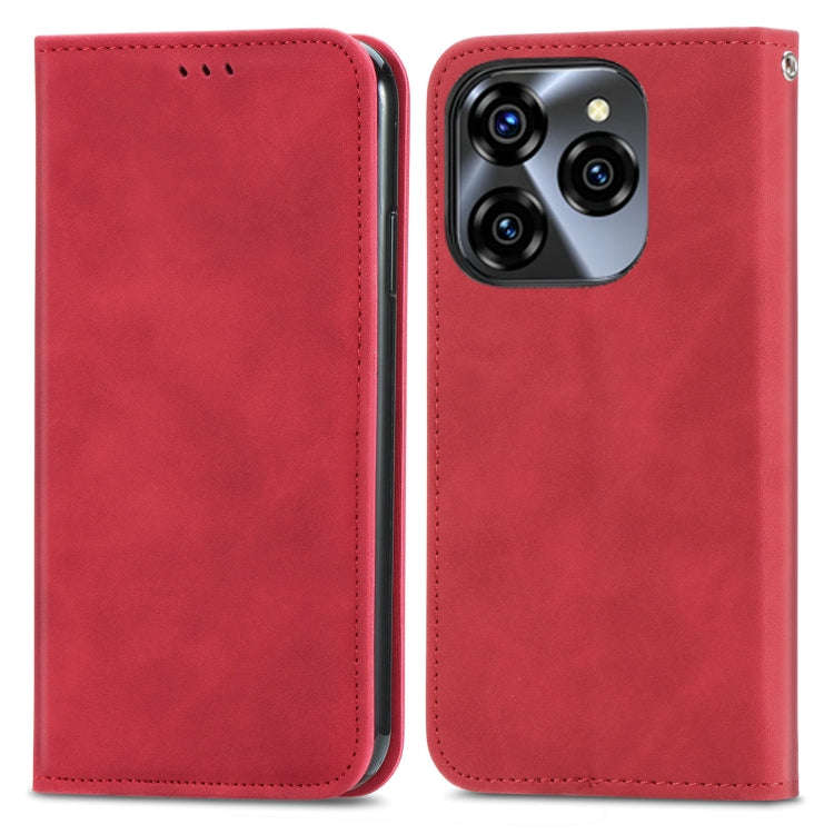 For Oukitel C50 Retro Skin Feel Magnetic Flip Leather Phone Case(Red)