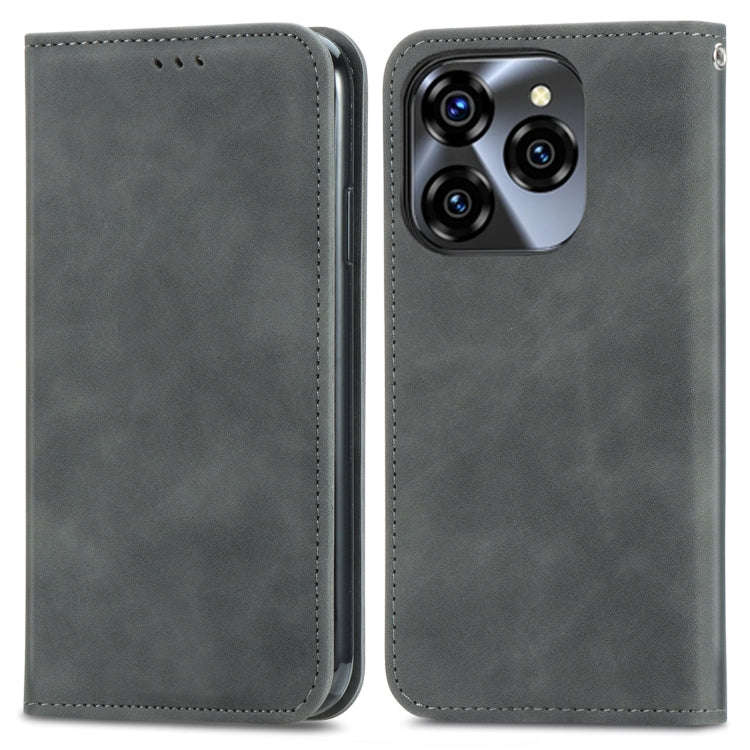 For Oukitel C50 Retro Skin Feel Magnetic Flip Leather Phone Case(Grey)