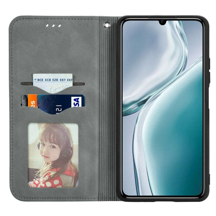 For Oukitel C50 Retro Skin Feel Magnetic Flip Leather Phone Case(Grey)