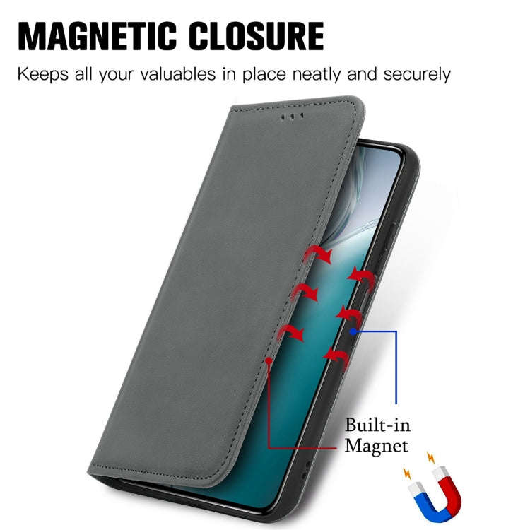 For Oukitel C50 Retro Skin Feel Magnetic Flip Leather Phone Case(Grey)