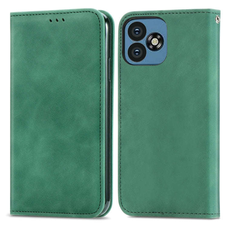 For Oukitel C53 Retro Skin Feel Magnetic Flip Leather Phone Case(Green)