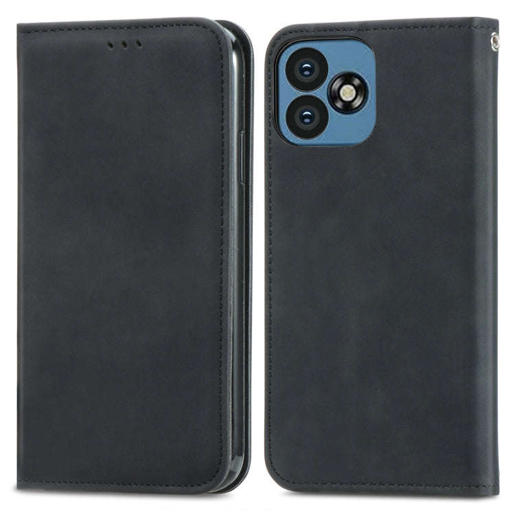 For Oukitel C53 Retro Skin Feel Magnetic Flip Leather Phone Case(Black)