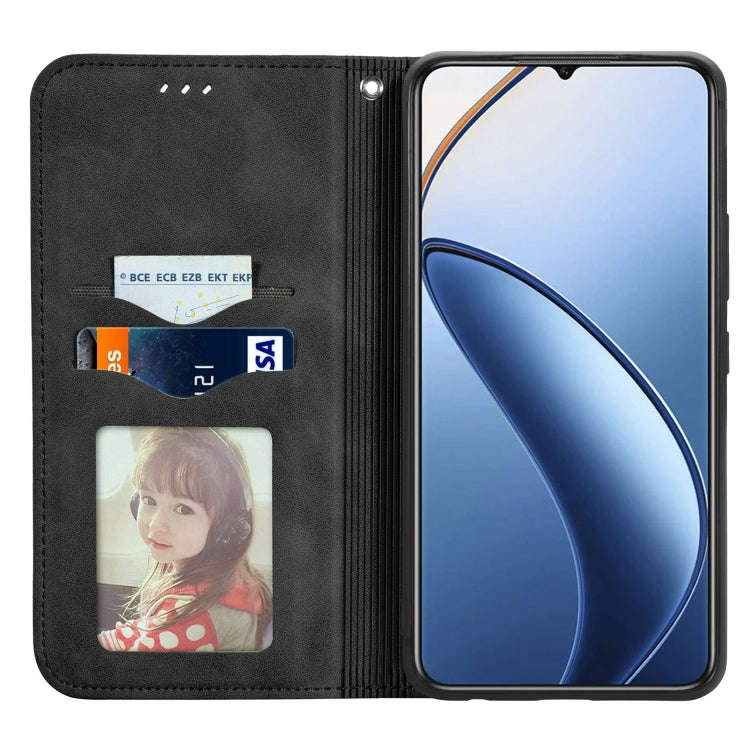 For Oukitel C53 Retro Skin Feel Magnetic Flip Leather Phone Case(Black)