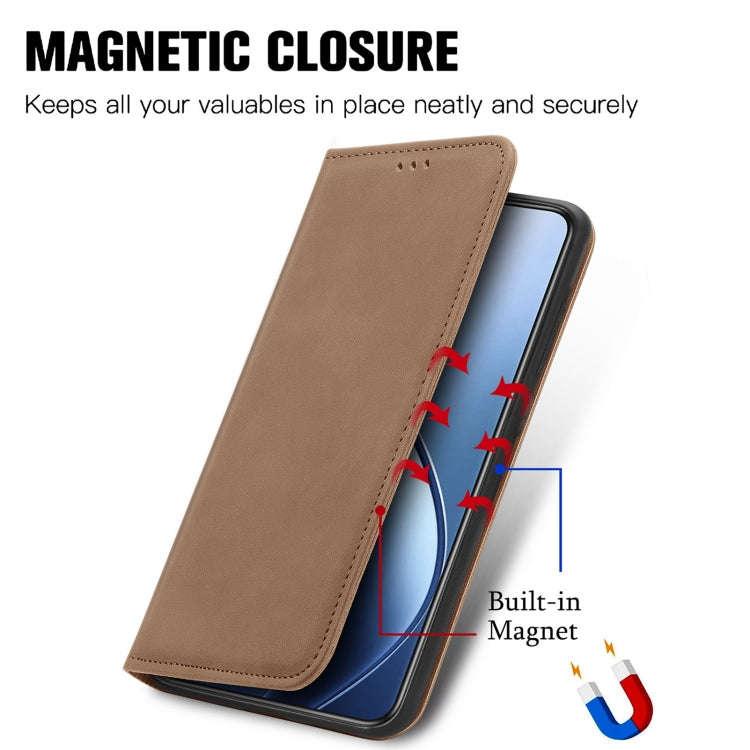 For Oukitel C53 Retro Skin Feel Magnetic Flip Leather Phone Case(Brown)