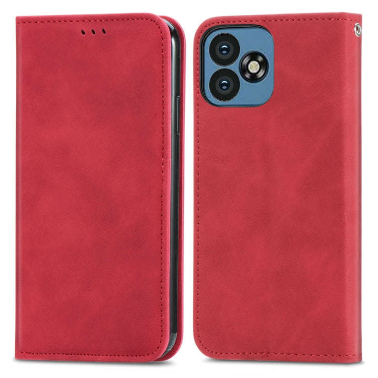 For Oukitel C53 Retro Skin Feel Magnetic Flip Leather Phone Case(Red)