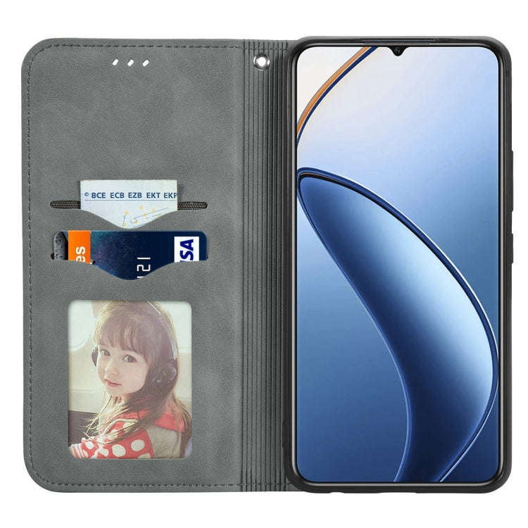 For Oukitel C53 Retro Skin Feel Magnetic Flip Leather Phone Case(Grey)