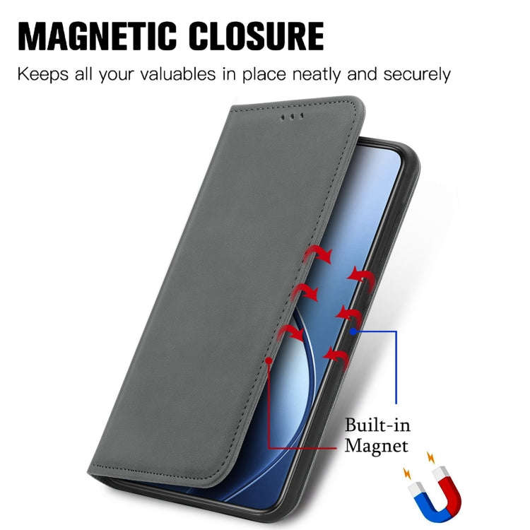 For Oukitel C53 Retro Skin Feel Magnetic Flip Leather Phone Case(Grey)