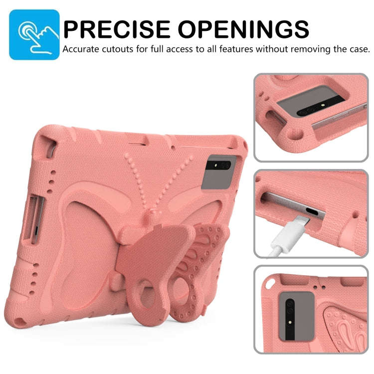 For Huawei MatePad SE 11 2024 Butterfly Bracket EVA Shockproof Tablet Case(Pink Orange)