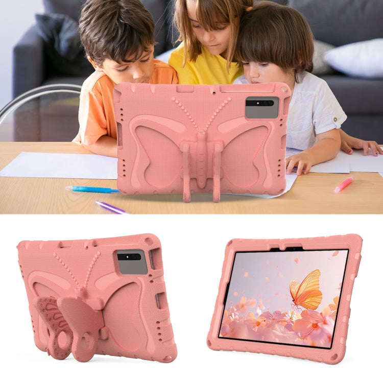 For Huawei MatePad SE 11 2024 Butterfly Bracket EVA Shockproof Tablet Case(Pink Orange)