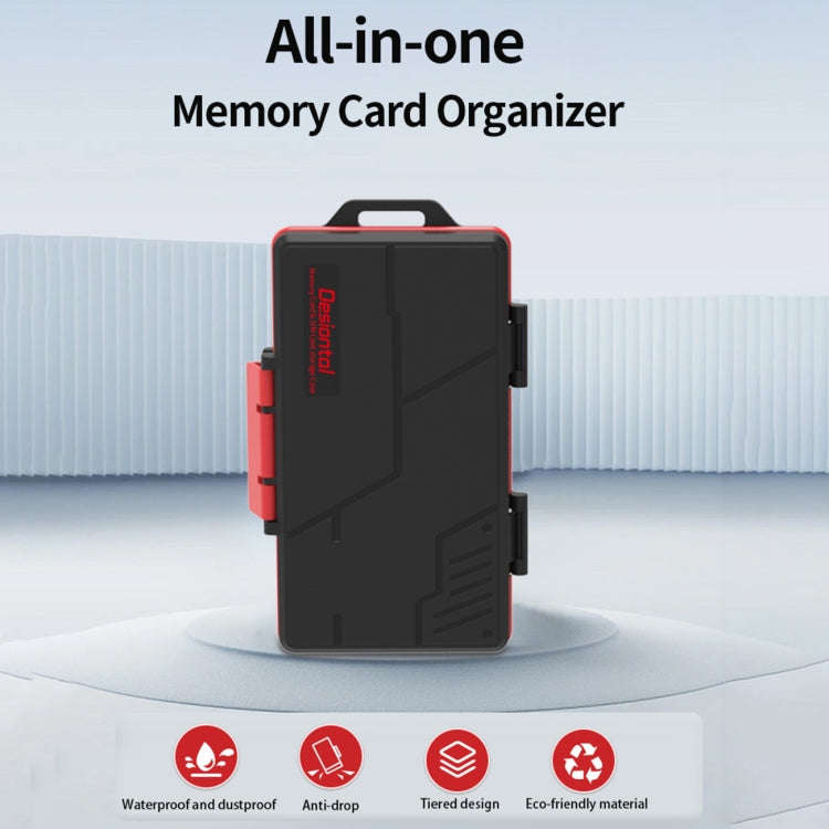 SD / TF / XQD / CF / SIM / TF Memory Card Multi-in-one Waterproof Dust-proof Storage Box(Black Red)