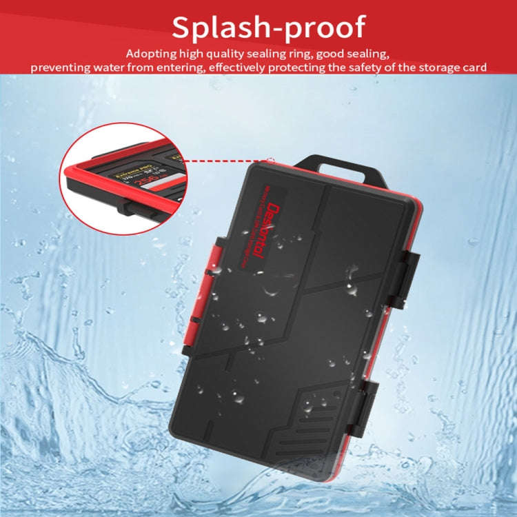 SD / TF / XQD / CF / SIM / TF Memory Card Multi-in-one Waterproof Dust-proof Storage Box(Black Red)