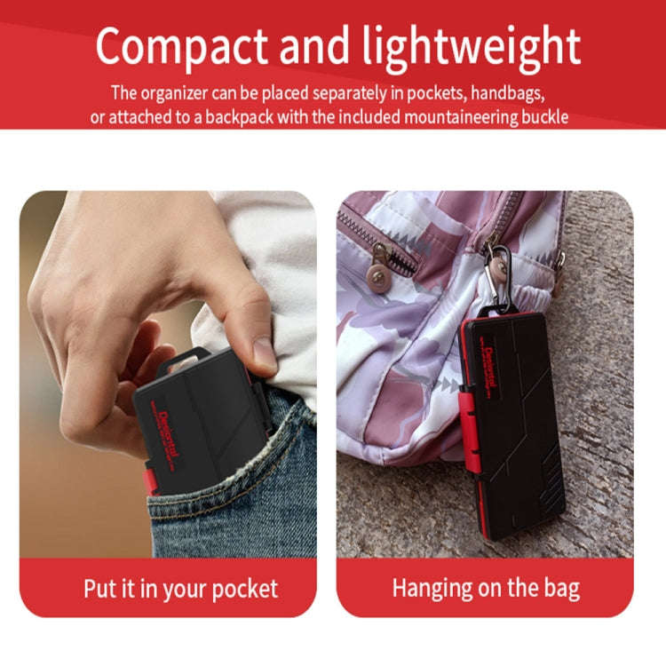 SD / TF / XQD / CF / SIM / TF Memory Card Multi-in-one Waterproof Dust-proof Storage Box(Black Red)