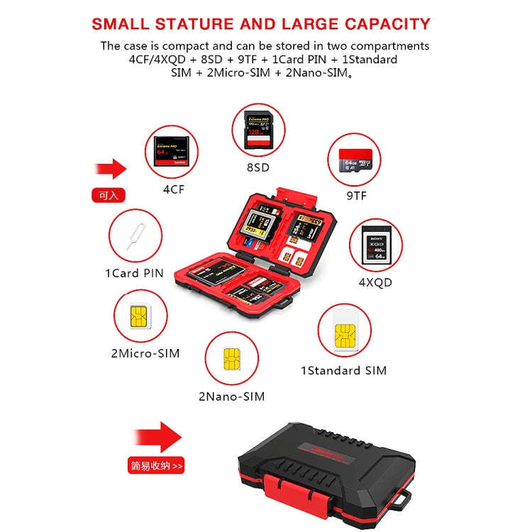 Desiontal SD / TF / XQD / CF / SIM / TF Storage Card Memory Card Organizer Outdoor Portable Water...