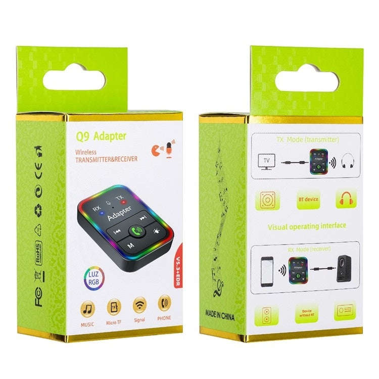 Q9 Support TF Card Playback 2-in-1 Bluetooth 5.3 Wireless Transmitter / Receiver MP3 Player