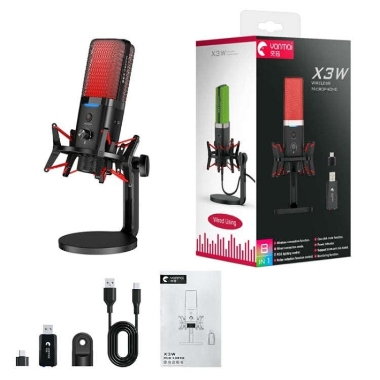 Yanmai X3W Wireless / Wired Dual Mode RGB Gaming Noise Reduction Microphone