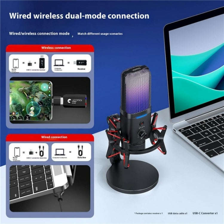 Yanmai X3W Wireless / Wired Dual Mode RGB Gaming Noise Reduction Microphone