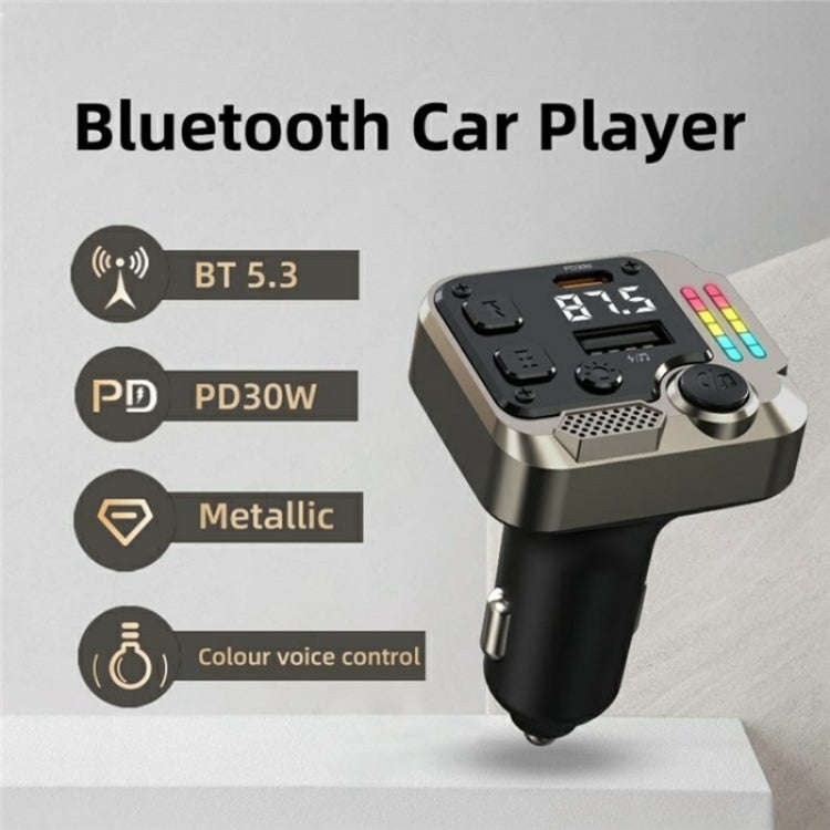C68 Dual Port Bluetooth FM Transmitter PD 30W Car Charger Music Player Hands-Free Call