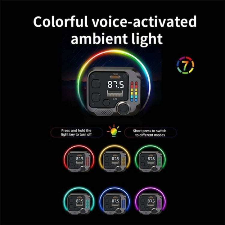 C68 Dual Port Bluetooth FM Transmitter PD 30W Car Charger Music Player Hands-Free Call