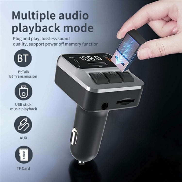 C65 Dual Type-C Port PD 30W Fast Charging Adapter Car Bluetooth FM Transmitter