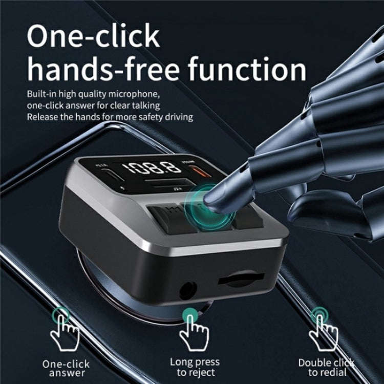 C65 Dual Type-C Port PD 30W Fast Charging Adapter Car Bluetooth FM Transmitter